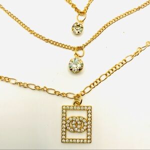 Necklace Crystal Forever Love 3 Tier in golden tone.